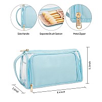 Cubetastic Clear Makeup Bags Travel Cosmetic Zipper Pouch Transparent Makeup Organizer Storage Case With Make Up Brush Compart