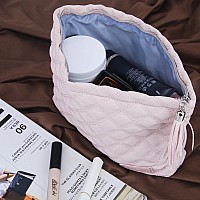 Boyatu Makeup Pouch Small Cosmetic Bag Cute Pouches For Purse With Tassel Quilted Makeup Bags For Women Pink