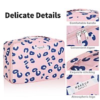 Queboom Travel Makeup Bag Cosmetic Bag Makeup Bag Toiletry Bag For Women And Men Pink Leopard