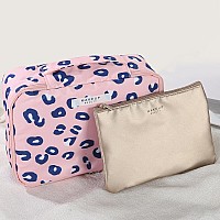 Queboom Travel Makeup Bag Cosmetic Bag Makeup Bag Toiletry Bag For Women And Men Pink Leopard