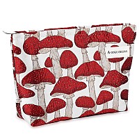 Zlfsrq Mushroom Makeup Bag Travel Cosmetic Bags For Women Cute Makeup Pouch Large Makeup Purse Aesthetic Zippered Canvas Makeup