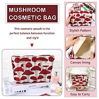 Zlfsrq Mushroom Makeup Bag Travel Cosmetic Bags For Women Cute Makeup Pouch Large Makeup Purse Aesthetic Zippered Canvas Makeup