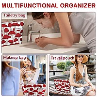 Zlfsrq Mushroom Makeup Bag Travel Cosmetic Bags For Women Cute Makeup Pouch Large Makeup Purse Aesthetic Zippered Canvas Makeup