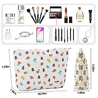 Zlfsrq 2Pcs Flower Makeup Bag Travel Cute Cosmetic Bags For Women Large Floral Bear Makeup Pouch Zipper Cosmetic Pouch Set For P