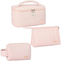 Mirason Makeup Bag Set Of 3 Cute Cosmetic Travel Toiletry Bag Organizer Pouch Set For Women Pu Leather Waterproof Toiletry Bag 3