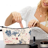 Meiyuuo Makeup Bag Set For Women Cosmetic Bags 2Pack Small Makeup Mini Pouch For Purse Pink Flamingo