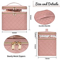 Ocheal Large Makeup Bag Double Layer Makeup Bag Vertical Storage Cosmetic Case For Womengirls With Multiple Compartmentspink