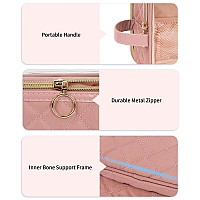 Cubetastic Small Makeup Bag Cute Pink Cosmetic Bag With Makeup Brush Compartment Clear Makeup Storage Organizer Zipper Pouch Fo