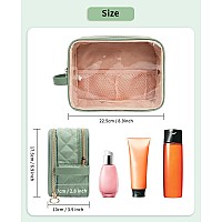 Cubetastic Green Makeup Bag Portable Small Cosmetic Bag With Handle Cute Clear Pouch With Makeup Brush Compartment Makeup Stora