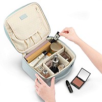 Vlando Travel Makeup Bag Faux Leather Large Make Up Bag Cosmetic Case Organizer Portable Makeup Travel Bag For Women With Adjust