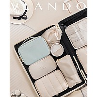 Vlando Travel Makeup Bag Faux Leather Large Make Up Bag Cosmetic Case Organizer Portable Makeup Travel Bag For Women With Adjust