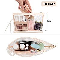 Ethereal Clear Makeup Bag Cream Small Cosmetic Bag Travel Makeup Bag For Women Tsa Approved Toiletry Bag Portable Makeup Pouch