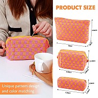 3 Pcs Makeup Bag Checkered Cosmetic Bag Large Capacity Traveling Toiletry Pounch Organizer Cute Makeup Brushes Aesthetic Accesso