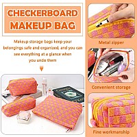 3 Pcs Makeup Bag Checkered Cosmetic Bag Large Capacity Traveling Toiletry Pounch Organizer Cute Makeup Brushes Aesthetic Accesso