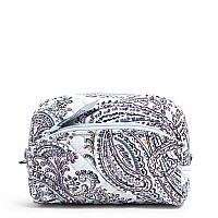 Vera Bradley Womens Cotton Medium Cosmetic Makeup Organizer Bag Soft Sky Paisley One Size