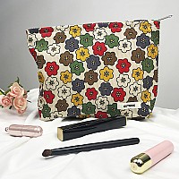 Gutgnk Womens Cosmetic Bag Corduroy Cosmetic Bag Retro Flowers Travel Cosmetic Bag Small Cosmetic Bag Skin Care Cosmetic Chang