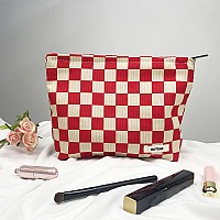 Gutgnk Womens Cosmetic Bag Corduroy Checkerboard Travel Cosmetic Bag Small Cosmetic Bag Skin Care Cosmetic Changing Handy Bag