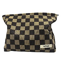 Gutgnk Womens Cosmetic Bag Corduroy Checkerboard Travel Cosmetic Bag Small Cosmetic Bag Skin Care Cosmetic Changing Handy Bag