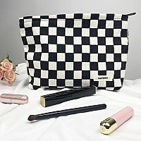 Gutgnk Womens Cosmetic Bag Corduroy Checkerboard Travel Cosmetic Bag Small Cosmetic Bag Skin Care Cosmetic Changing Handy Bag