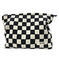 Gutgnk Womens Cosmetic Bag Corduroy Checkerboard Travel Cosmetic Bag Small Cosmetic Bag Skin Care Cosmetic Changing Handy Bag