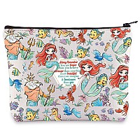 Wzmpa Mermaid Ariel Cosmetic Bag Mermaid Princess Gift You Are Braver Stronger Beautiful Than You Know Ariel Makeup Zipper Pouch Bag (Mermaid Ariel)