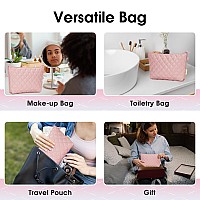 Makeup Bag For Purse Zipper Cosmetic Bag For Women Pouch Travel Eco Vegan Leather Make Up Organizer For Toiletry Bag Water Resis