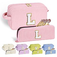 Yoolife 2 Travel Cosmetic Bags For Women Preppy Stuff Travel Makeup Bag Makeup Brush Bag Makeup Bags Corduroy Pink Makeup Bag