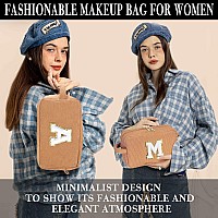 Yoolife Daughter Gifts Makeup Bag Monogram Makeup Bag Cosmetic Bags For Women Travel Makeup Bag Make Up Bag Brown Makeup Bag G