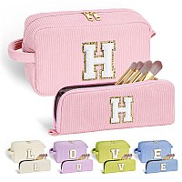 Yoolife 2 Small Makeup Bag Personalized Gifts Monogram Makeup Pouch Pink Makeup Brush Bag Corduroy Makeup Bag Cosmetic Bag Mak