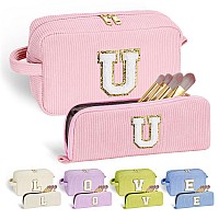 Yoolife Cute Cosmetic Bag Travel Bag Corduroy Pink Makeup Bag Large Makeup Bag Make Up Bag Travel Cosmetic Bag Travel Size Toi