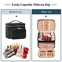 Large Makeup Bag Portable Travel Makeup Bag For Women Girls With Makeup Brush Compartment Stylish Makeup Bag Organizer Cosmeti