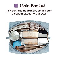 Narwey Small Makeup Bag For Purse Travel Makeup Pouch Mini Cosmetic Bag For Women Greyish Blue Small