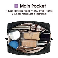 Narwey Small Makeup Bag For Purse Travel Makeup Pouch Mini Cosmetic Bag For Women Black Small