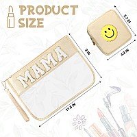 Hillban 2 Pcs Mama Gifts Mama Bag Set Mama Chenille Letter Bags Preppy Patch Makeup Bag For Hospital Beach Travel Bags Aesthetic