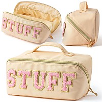 Y1Tvei Travel Makeup Bag Gift Large Capacity Cosmetic Bags Nylon Stony Clover Makeup Bag Preppy Patch Makeup Bag Pink Stuff Ch