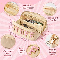 Y1Tvei Travel Makeup Bag Gift Large Capacity Cosmetic Bags Nylon Stony Clover Makeup Bag Preppy Patch Makeup Bag Pink Stuff Ch