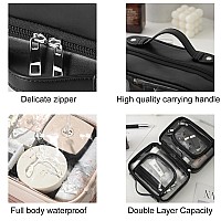 Veki Tsa Approved Toiletry Bag Transparent Makeup Bag Double Travel Cosmetic Bags Case Waterproof Toiletries Bag Large Capacity