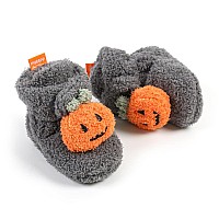 Ohwawadi Baby Halloween Pumpkin Booties Cozy Fleece Infant Baby Slippers Soft Bottom Warm Cartoon Socks Newborn Crib Shoes