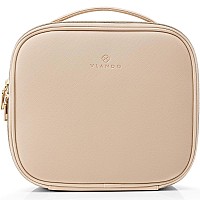 Vlando Travel Makeup Bag Large Capacity Cosmetic Bag For Women Pu Leather Makeup Case Organizer Portable Make Up Bag With Divid