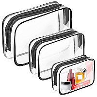 Auruza 3 Pack Clear Toiletry Bag Portable Travel Makeup Bags With Zipper Tsa Approved Clear Organizer Bags Pvc Cosmetic Pouch