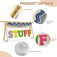 Boho Handwoven Makeup Bag Chenille Letter Patch Clear Travel Pouch Rattan Straw Bag Clear Cosmetic Sunscreen Bags Women Summ