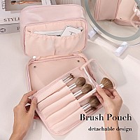 Pocmimut Makeup Bag Pu Leather Large Clear Makeup Bag Double Layer Travel Makeup Bag With Make Up Brush Bag Travel Essentials Or