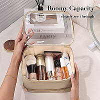 Pocmimut Makeup Bagpu Leather Large Clear Makeup Bag Double Layer Travel Makeup Bag With Make Up Brush Bag Travel Essentials Fo