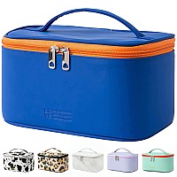 Meiyuuo Preppy Makeup Bag Cosmetic Bags For Women Ladies Small Pouch Toiletry Bag Organizer Waterproof Cute Navy Blue