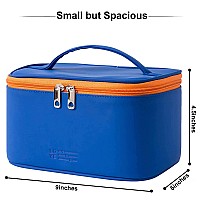 Meiyuuo Preppy Makeup Bag Cosmetic Bags For Women Ladies Small Pouch Toiletry Bag Organizer Waterproof Cute Navy Blue