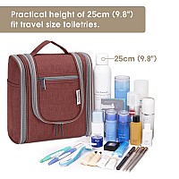 Narwey Hanging Travel Toiletry Bag Cosmetic Make Up Organizer For Women And Men Medium Jujube Red