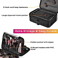 Byootique Makeup Case Extra Large Makeup Bag Cosmetic Organizer Brush Holder Travel Bag With Adjustable Dividers For Women Makeu