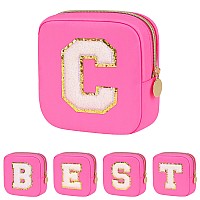 Graduation Gifts For Her Makeup Bag For Women Small Makeup Bag For Purse Travel Cosmetic Bag With Preppy Letter Patch Nylon Mi