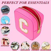 Graduation Gifts For Her Makeup Bag For Women Small Makeup Bag For Purse Travel Cosmetic Bag With Preppy Letter Patch Nylon Mi