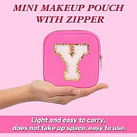 Graduation Gifts For Her Makeup Bag For Women Small Makeup Bag For Purse Travel Cosmetic Bag With Preppy Letter Patch Nylon M